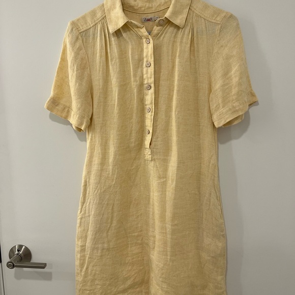 Faherty Light Yellow 100% Linen Dress - Picture 1 of 4
